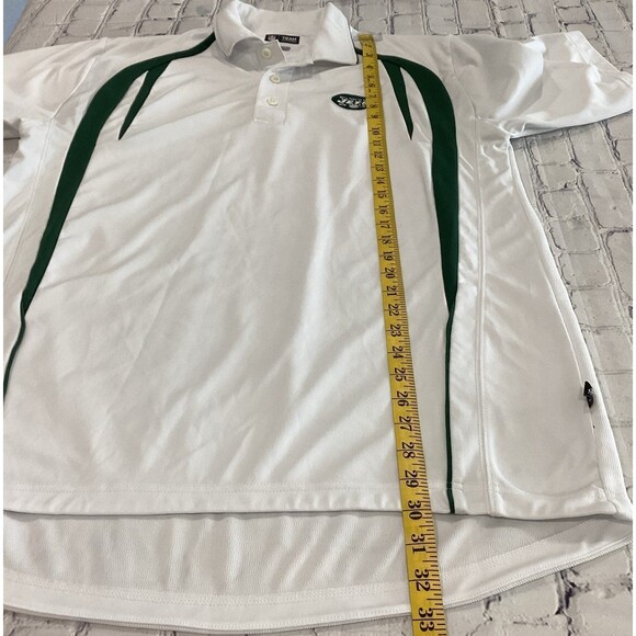 NFL Polo Shirt Men's Size M White Green NY Jets 100% Polyester Team Apparel - Picture 9 of 11